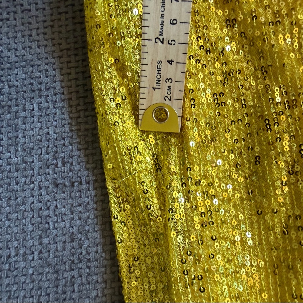 Mac Duggal Yellow Gold Sequin Cutout Twist Sheath Dress 4 Graduation Wedding - Picture 12 of 14